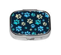 Dog Foot Print,Meta Pill Box 2 Compartment Medicine Case,Portable Organizer,Rectangle Meta Portable Organizer Pill Box 1293 Compartment Medicine Case