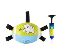 Dog Football Toy - Interactive Chewing Ball,with Straps PU Leather Dog Ball Toy - for Small, Medium, Large Breed, Puppy, Pet Play, Gum Health Exercise Running