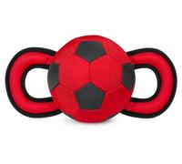 Dog Football Tug Toy with Double Handles, Interactive Fetch & Tug-of-War Ball for Dogs, Durable Fabric Outdoor & Indoor Play Toy, Easy Grip Padded Handles, Red & Black, 36cm