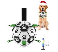 Dog Football with Grab Tabs, Interactive Dog Toy for Small & Medium Dogs, Includes Whistle & Air Pump, Durable Ball for Indoor & Outdoor (6 Inch)
