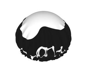 Dog Footprint Paw Love,Shower Cap Nightcap Double Layer Waterproof Elastic Bath Cap Reusable Hair Cap