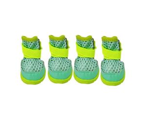 Dog Footwear Textured Base, Everyday Paw Coverage, Hook and Loop Fastener, Four Piece Set, Indoor Outdoor Wear Dog Shoes Booties Canine Footwear Mesh Paw Wear Anti Slip Grip Hook Loop Strap Daily Toe
