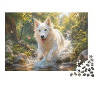 Dog Forest Stream Jigsaw Puzzle, 1000 Pcs Indoor Adult Game | 70x50cm Cardboard, Brain Workout, Accurate Cutting, Adult Hobbyists, Stress Reduction
