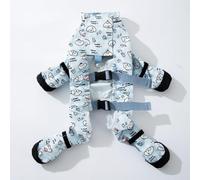 Dog Four-Foot dust-Proof Clothing All-Inclusive Smock, Waterproof and pet-Friendly Outdoor Protective Clothing, Small and Medium-Sized Dog Anti-Dirt Raincoat with Reflective Strip