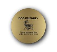 Dog-friendly area sign with control reminder Sign - Brushed Aluminium