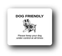 Dog-friendly area sign with control reminder Sign - Brushed Aluminium