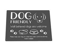Dog Friendly Printed Waterproof Sign - Stylish and Bold, Ideal for Cafes, Shops, Pubs, Hotels, Interior and Exterior use, with Drill Holes. Shipped Globally. (Grey)