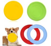 Dog Frisbee, 4 Pcs Dog Frisbee Toy, Indestructible Frisbee for Dogs, Kong Frisbee for Training and Outdoor Play, Durable Flying Disc Set for Beach and Exercise, Green, Yellow, Blue, Red