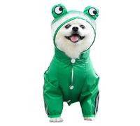 Dog Frog Raincoat, Cute Creative Dog Raincoat, Rain Poncho for Puppies, Transparent Dog Rain Jacket with Hood, Breathable Dog Poncho with Reflective Strips for Dogs