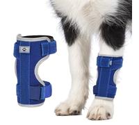 Dog Front Leg Brace with Removable Metal Springs- Adjustable Reflective Ankle Wrap for Dogs, Anti-Slip Reverse-Buckle Design Dog Splint Front Leg for Arthritis, Sprains, Injury Recovery (Blue, M)