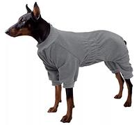 Dog full body warm fleece coat with legs puppy pyjamas jumpsuit suit with reflective zipper closure put on and off easy and safety - Gray - L
