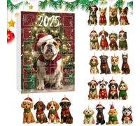 Dog FUN - 24 Day 2d Flat Reusable Christmas Decorations, Countdown Screen Christmas | Festive Dog Theme Calendar Family Tree Window Adult Pet Lovers Seasonal Pleasure