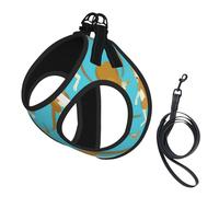 Dog Funny Cartoon Kangaroo Zoo Printed Harness And Leash Set,Adjustable,Breathable Soft,Step-In Mesh Pet Vest Harness With Reflective Strip