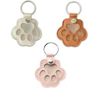Dog Fur Keepsake, 3-Piece Leather Pet Memorial Keychain Set, Cat Fur Keepsake Keyring for Cherished Memories, Dog Hair Collector Keyring in White Pink Light Brown (9x6.2 Cm)