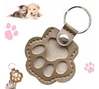 Dog Fur Storage Keychain, Cute Leather Cat Paw Keychain, Pet Dog Hair Keepsake Keyring, Pet Memorial Gift Keyring for Collecting Cat and Dog Hair (Grey)