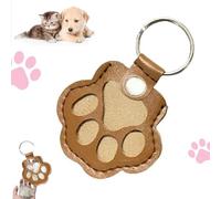 Dog Fur Storage Keychain, Cute Leather Cat Paw Keychain, Pet Dog Hair Keepsake Keyring, Pet Memorial Gift Keyring for Collecting Cat and Dog Hair (Brown)