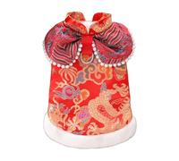 Dog Furry Coat Festive Fancywork for Spring Festival Dogs Thicken Coat Dog Apparel Coat Pullover Winter Dog Pajamas