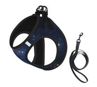 Dog Galaxy Space Starry Sky Printed Harness And Leash Set,Adjustable,Breathable Soft,Step-In Mesh Pet Vest Harness With Reflective Strip