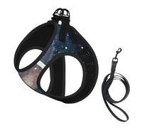 Dog Galaxy Universe Stars Outer Space Printed Harness And Leash Set,Adjustable,Breathable Soft,Step-In Mesh Pet Vest Harness With Reflective Strip