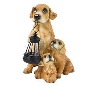 Dog Garden Statue - Solar Garden Labrador Dogs Statues Light,Yard Art Resin Figurine Decorations, Outdoor Puppy Figurine Resin Decoration for Garden Pathway Patio Yard Lawn