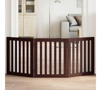 Dog Gate 3-Panel 150cm Poplar Wood Brown Foldable Freestanding Indoor Safety