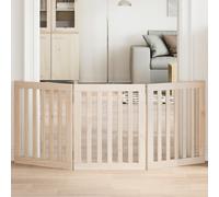 Dog Gate Foldable 3-Panel Poplar Wood Natural 150cm Freestanding Indoor Portable