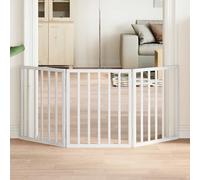 Dog Gate Foldable 3-Panel Poplar Wood White 150cm Freestanding Indoor No-install