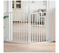 Dog Gate Foldable Freestanding Poplar Wood White 150cm Arched Top 3-Panel 3pc