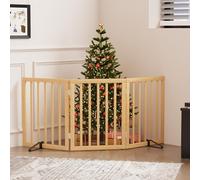 Dog Gate, Freestanding for Doorways, Indoor, Pet Gates for Bedroom, 3 Panels (Natural)