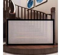 Dog Gate Magic,Portable Folding Safety Stair Gate Guard Isolation Net,Puppy Gates Indoor No Drilling Mesh for The House Doorway Pet Safety Gates (E,134×85CM)