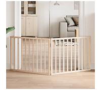 Dog Gate Natural Poplar Wood 150cm 3-Panel Indoor Foldable Pet Barrier Small/Med