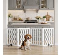 Dog Gate, Wavy Freestanding Dog Gates for Doorways 4 Panels (white)