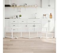 Dog Gate with Door Foldable Dog Fence Barrier Pet Gate Solid Wood Fir vidaXL