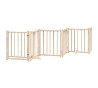 Dog Gate with Door Foldable Dog Fence Barrier Pet Gate Solid Wood Fir vidaXL
