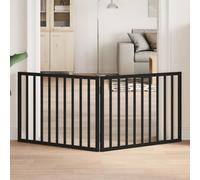 Dog Gate with Door Foldable Dog Fence Pet Gate Pet Barrier Poplar Wood vidaXL