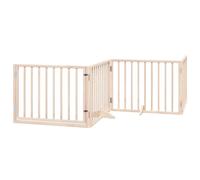 Dog Gate with Door Foldable Dog Fence Pet Gate Pet Barrier Poplar Wood vidaXL