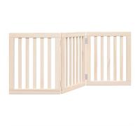 Dog Gate with Door Foldable Pet Gate Dog Fence Pet Barrier Poplar Wood vidaXL