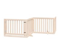 Dog Gate Foldable Poplar Wood White 160 cm 3-Panel Freestanding Indoor Pet