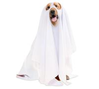 Dog Ghost Costume Adorable Funny White Dog Cape Polyester Pet Halloween Costume for Party, Trick or Treat