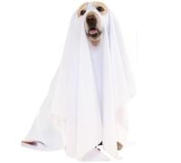 Dog Ghost Costume, Adorable Funny White Dogs Cape Polyester Halloween Costume 27.6in Dog Costumes for Party, Trick or Treat
