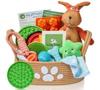 Dog Gift Basket - New Puppy Gift Basket with Essentials, Toy Box, Lick Mat, Treat Tray, Training Supplies, Chew & Squeaky Toys for Puppies and Small Dogs (Premium Dog Gift basket with Lick Mat)