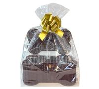 Dog Gift Hamper Kit - Brown Bone Shaped Storage Basket, Filler Paper, Clear Bag, Gold Pull Bow & Gift Tag (Small)