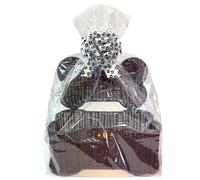 Dog Gift Hamper Kit - Brown Bone Shaped Storage Basket, Filler Paper, Clear Bag, Pull Bow & Gift Tag (Small)
