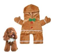 Dog Gingerbread Christmas Costume - Soft Dog Clothes for Small Dogs, Adjustable Christmas Suit for Home, Outdoor, Garden, Lawn, Yard, Apartment | Navi Costume