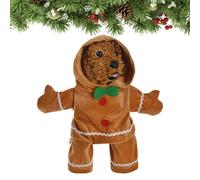 Dog Gingerbread Costume Soft Plush, Warm, Small Dog Hoodie, Cosplay Costume