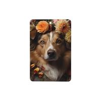 Dog Girl With Flowers Pattern Car Air Fresheners 4 Pcs Rectangle Hanging Aromatherapy Tablets Scented Fresheners For Bedroom Bathroom