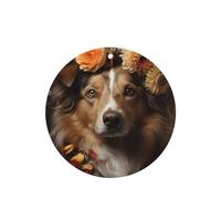 Dog Girl With Flowers Pattern Car Air Fresheners 6 Pcs Round Shape Hanging Aromatherapy Tablets Scented Fresheners For Bedroom Bathroom