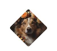 Dog Girl With Flowers Pattern Car Air Fresheners 6 Pcs Square Hanging Aromatherapy Tablets Scented Fresheners For Bedroom Bathroom