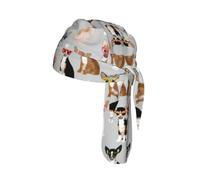 Dog Glasses Print Cycling Headwrap Under Helmet Skull Cap Sweat Wicking Quick Dry for Patriotic Event Gift