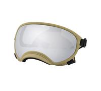 Dog Goggles,Pet Sunglasses Dog Goggles Anti UV Strong Impact Resistance Adjustable Elastic Breathable Pet Sunglasses(Khaki and Silver,L)